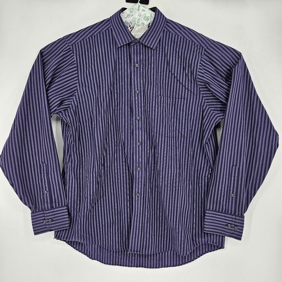 Donald Trump Shirt Mens 17 36 37  Dress Button Up Striped Purple Signature - Picture 1 of 10